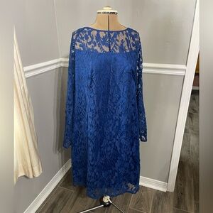 Adrianna Papell Blue Lace Dress
